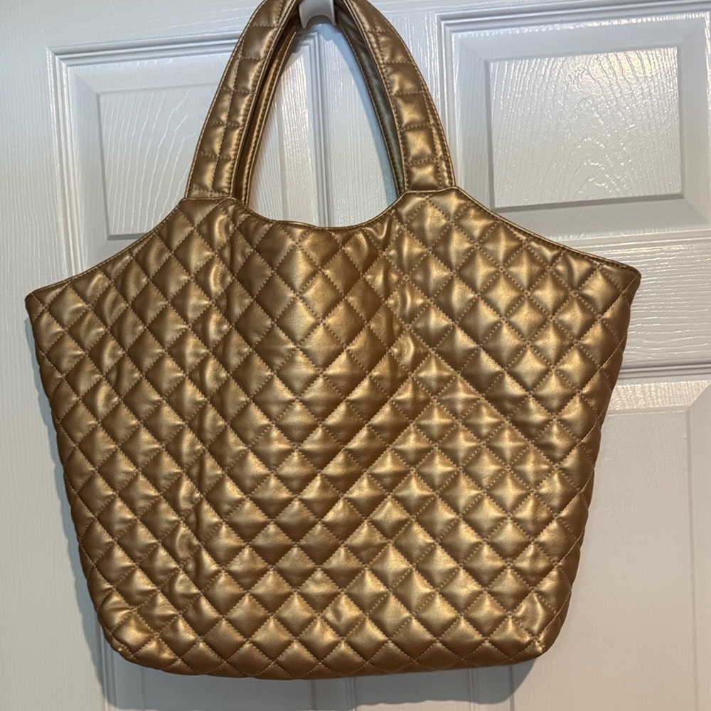 Elegant Gold Quilted Tote Bag and make up bag - BC Bags